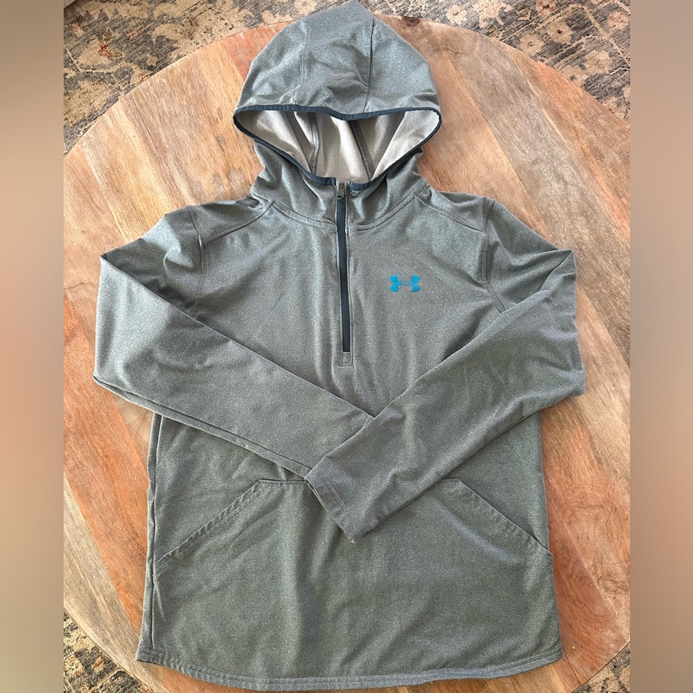 Under Armour Big Boys Three Quarter Zip Hoodie Teal Sz YLG
